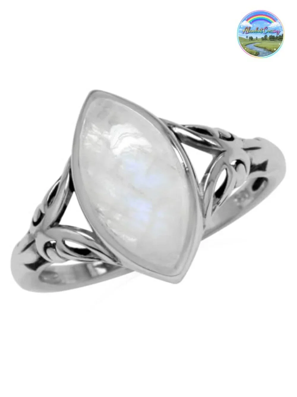 Natural Marquise Moonstone 925 Sterling Silver Filigree Ring
